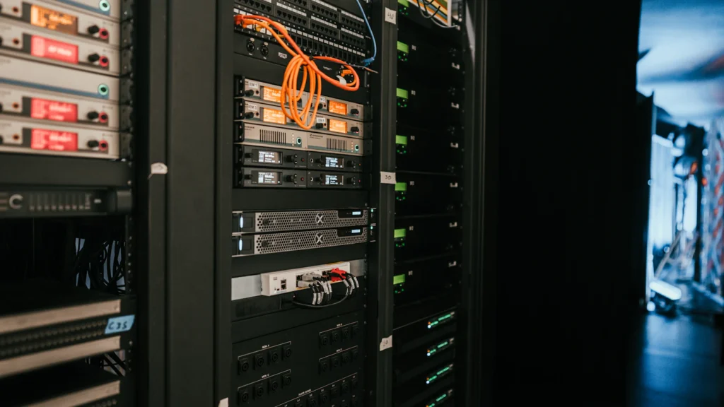 Server racks illustrating connectivity infrastructure and installation requirements