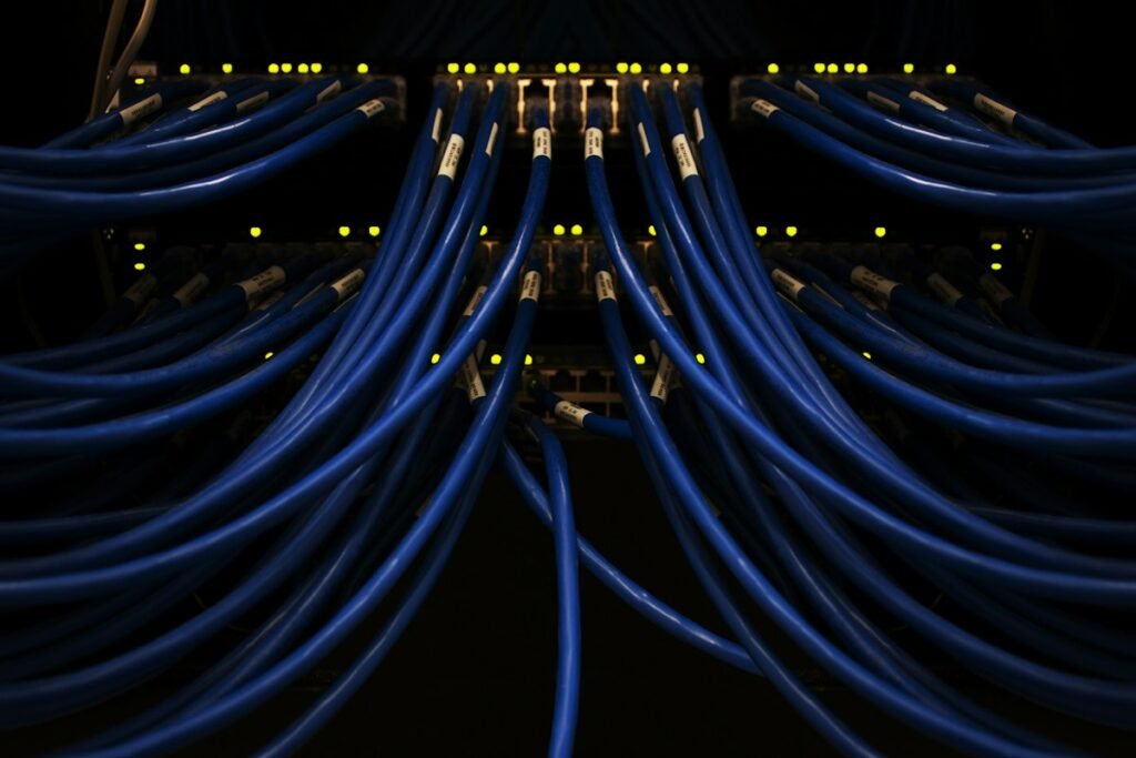 Network cables illustrating business leased line infrastructure